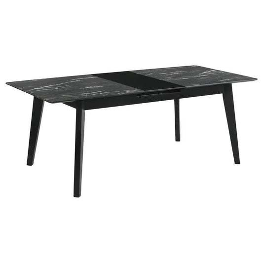 Crestmont - Extension Dining Table Faux Marble - Black Dining Tables with Extensions by CoasterEssence - Walls Furniture & Mattress