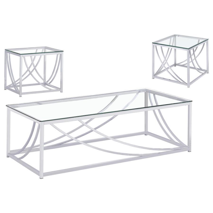 Lille - Glass Top Coffee And End Table Set Table Sets by Coaster Fine Furniture - Walls Furniture & Mattress