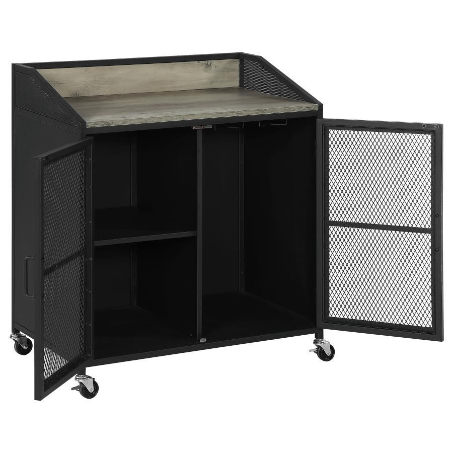 Arlette - 2 Door Mobile Home Bar Wine Cabinet - Sandy Black Wine Cabinets by CoasterEveryday - Walls Furniture & Mattress