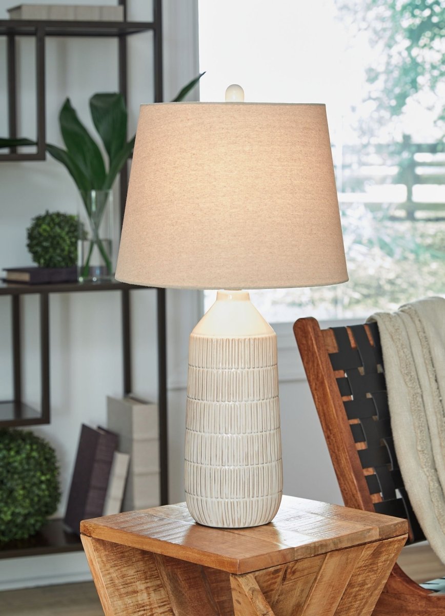 Willport - Ceramic Table Lamp (Set of 2) - Off White Table Lamps by Signature Design by Ashley® - Walls Furniture & Mattress