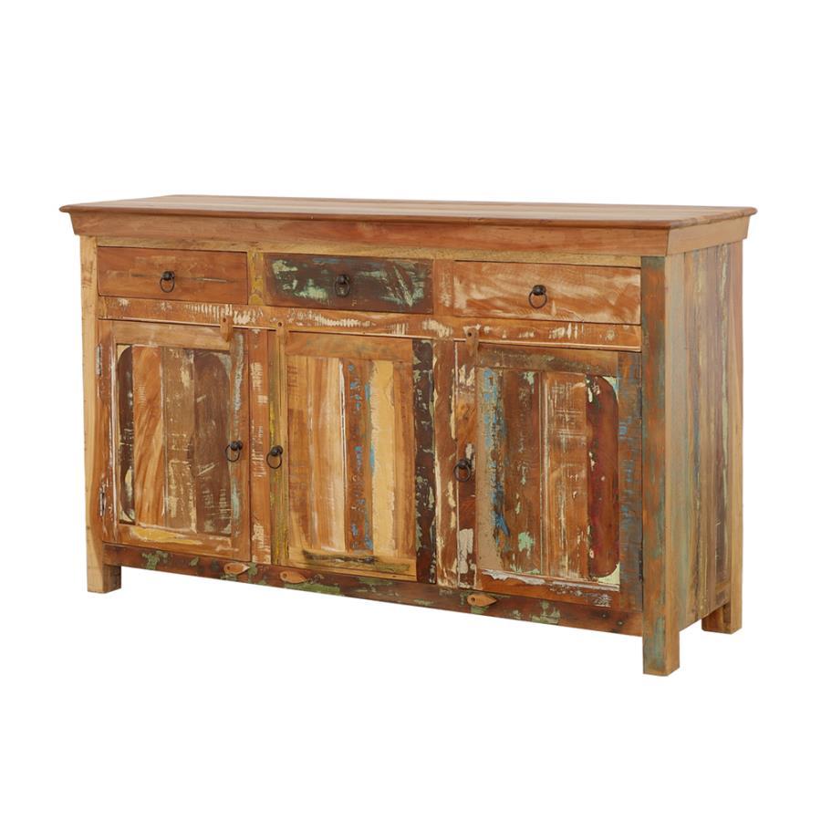 Harper - 3 Door Solid Reclaimed Wood Accent Cabinet - Brown Accent Cabinets by CoasterElevations - Walls Furniture & Mattress