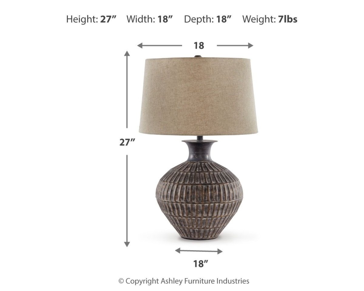 Magan - Metal Table Lamp - Antique Bronze Finish Table Lamps by Signature Design by Ashley® - Walls Furniture & Mattress