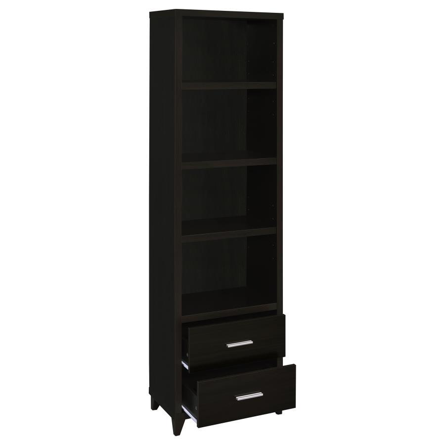 Lewes - 4 - Shelf Engineered Wood Media Tower - Cappuccino Piers by CoasterEssence - Walls Furniture & Mattress