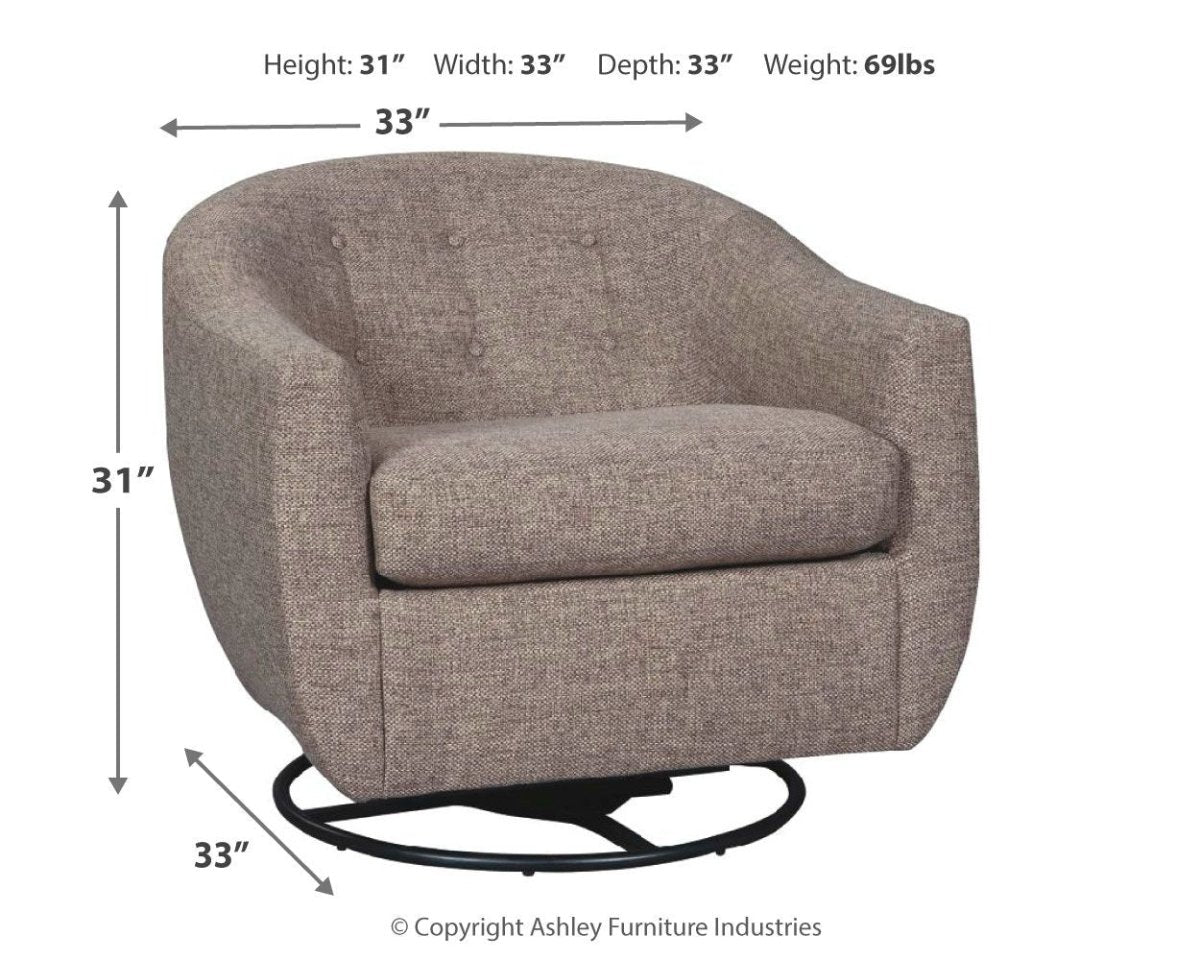 Upshur - Swivel Glider Accent Chair - Taupe Swivel Glider Chairs by Signature Design by Ashley® - Walls Furniture & Mattress