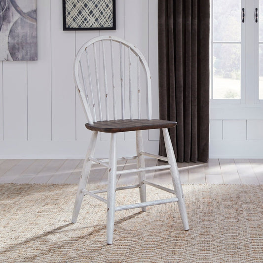 Farmhouse - Windsor Back Counter Chair - White Counter Chairs by Liberty Furniture - Walls Furniture & Mattress