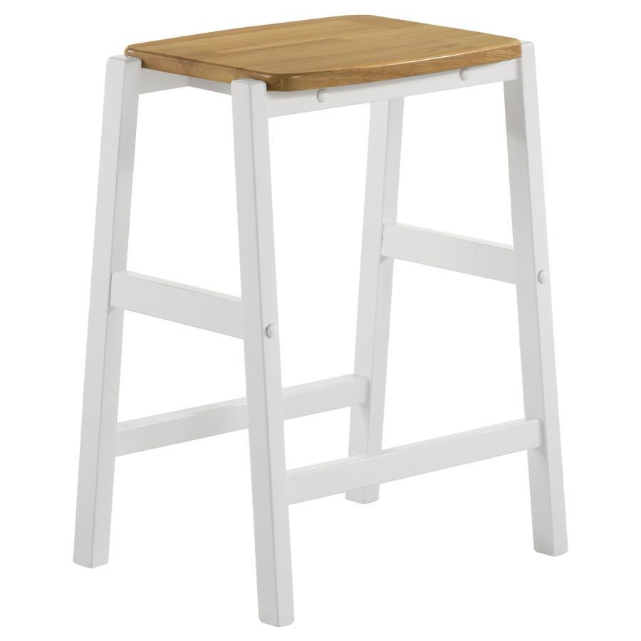 Edgeworth - Wood Backless Counter Stool (Set of 2) - White Stool Sets by Coaster Fine Furniture - Walls Furniture & Mattress