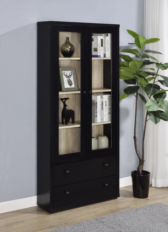 Hawthorne - 4 - Shelf Glass Door Tall Cabinet With Drawers Display Cabinets by Coaster Fine Furniture - Walls Furniture & Mattress