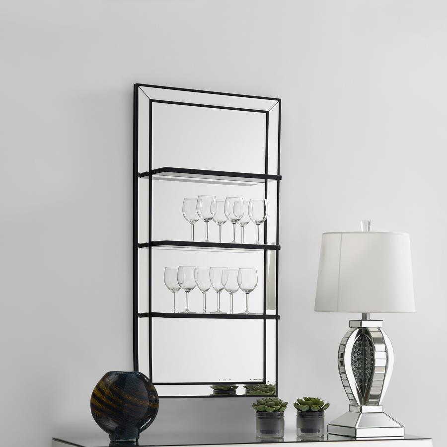 Oriel - Rectangular 3 - Shelf Wall Mirror - Silver Wall Mirrors by CoasterEssence - Walls Furniture & Mattress