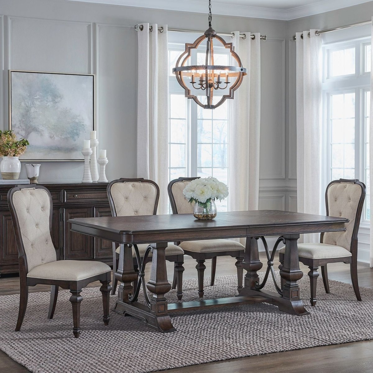 Provence Park - Trestle Table Set 5 Piece Dining Room Sets by Liberty Furniture - Walls Furniture & Mattress