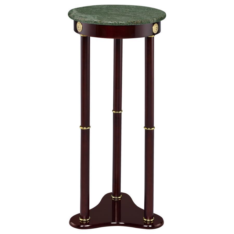 Edite - Round Marble Top Accent Side Table - Merlot Side Tables by CoasterEveryday - Walls Furniture & Mattress