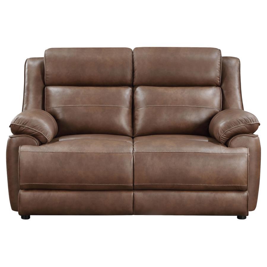 Ellington - Upholstered Padded Arm Loveseat - Dark Brown Stationary Loveseats by Coaster Fine Furniture - Walls Furniture & Mattress