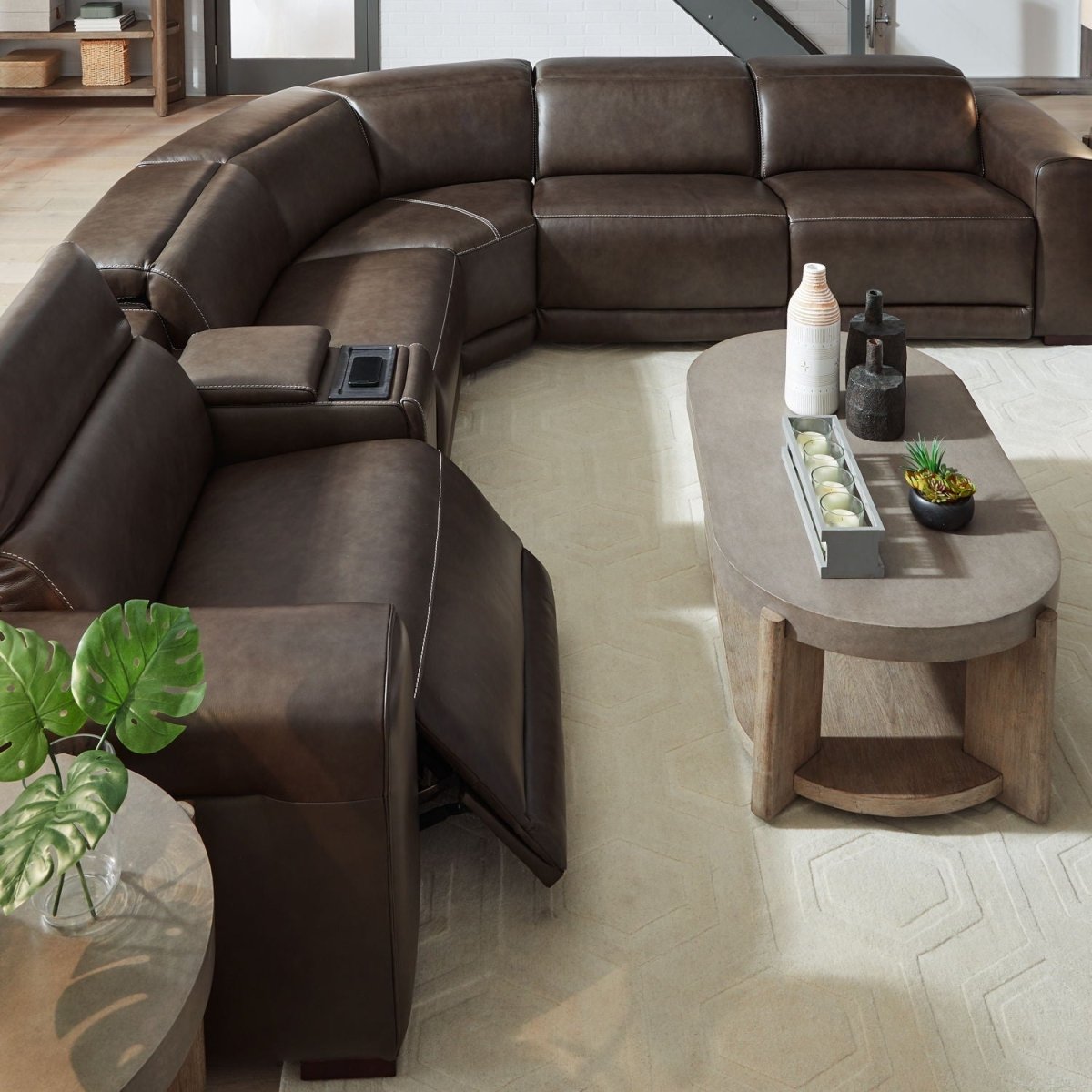 Deacon - 6 Piece Sectional - Boston Charcoal Leather Reclining Sectionals by Liberty Furniture - Walls Furniture & Mattress