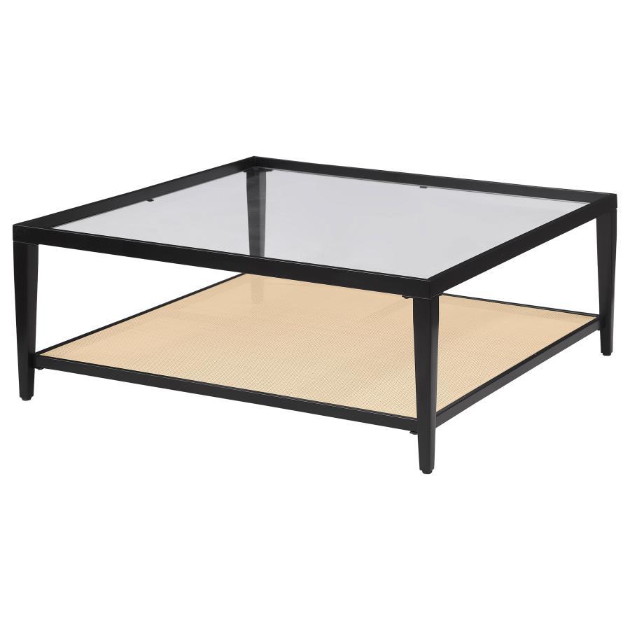 Amherst - Glass Top Metal with Cane Shelf Table End Tables by Coaster Fine Furniture - Walls Furniture & Mattress