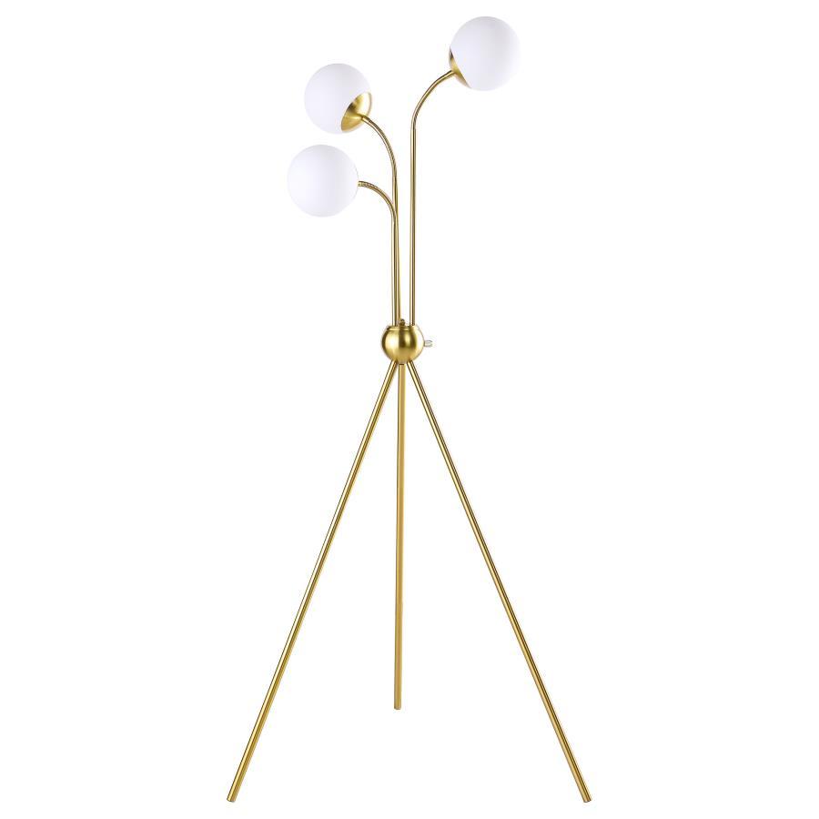 Miley - Spherical Bulb Tripod Tree Floor Lamp - Gold Floor Lamps by Coaster Fine Furniture - Walls Furniture & Mattress