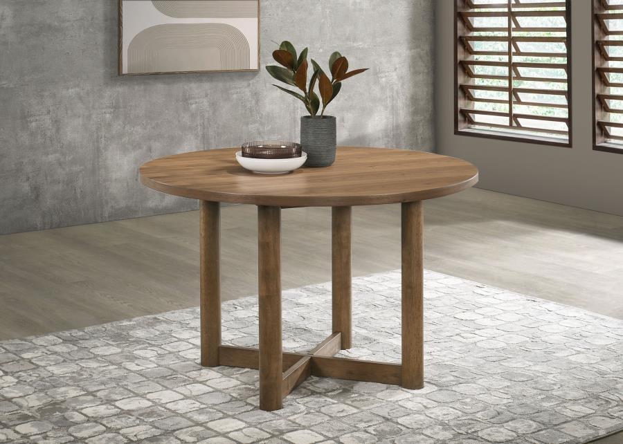 Crestmore - Round Wood Dining Table - Walnut Dining Tables by Coaster Fine Furniture - Walls Furniture & Mattress