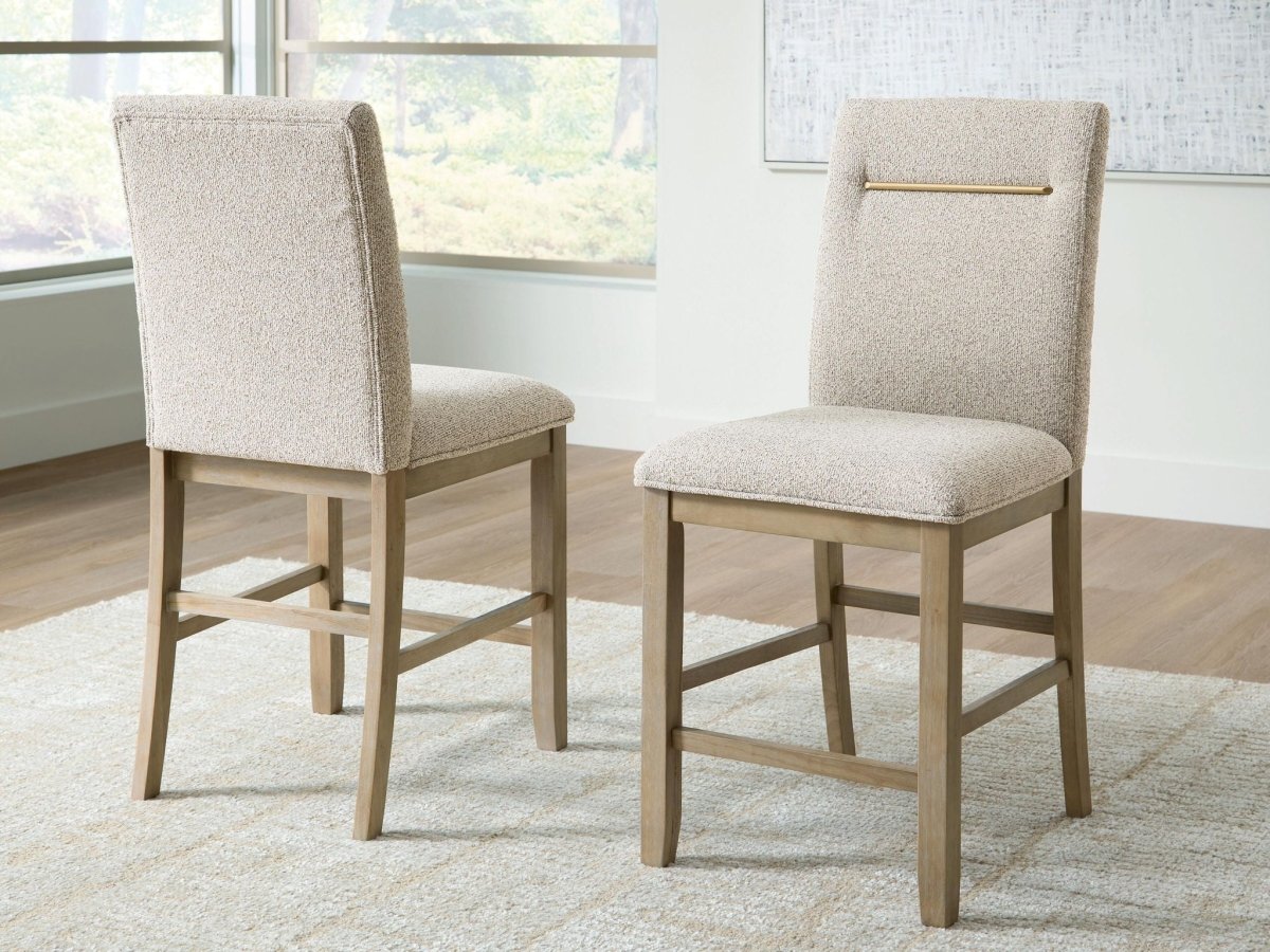 Lasinger - Upholstered Barstool (Set of 2) - Light Brown Stool Sets by Signature Design by Ashley® - Walls Furniture & Mattress