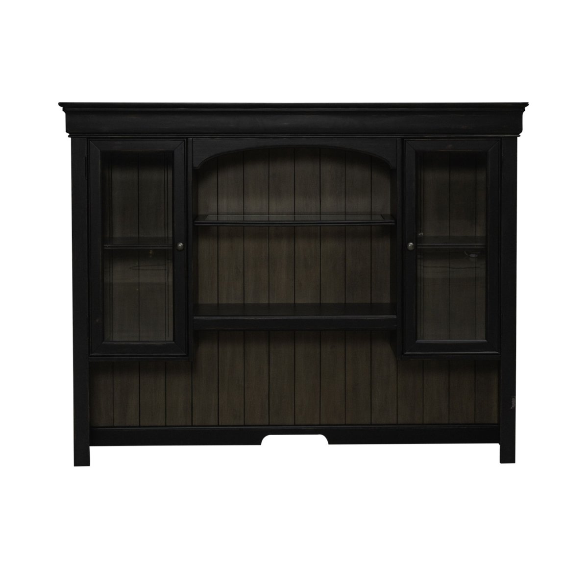 Meritage - Jr Executive Credenza Hutch - Aged Charcoal Hutches by Liberty Furniture - Walls Furniture & Mattress