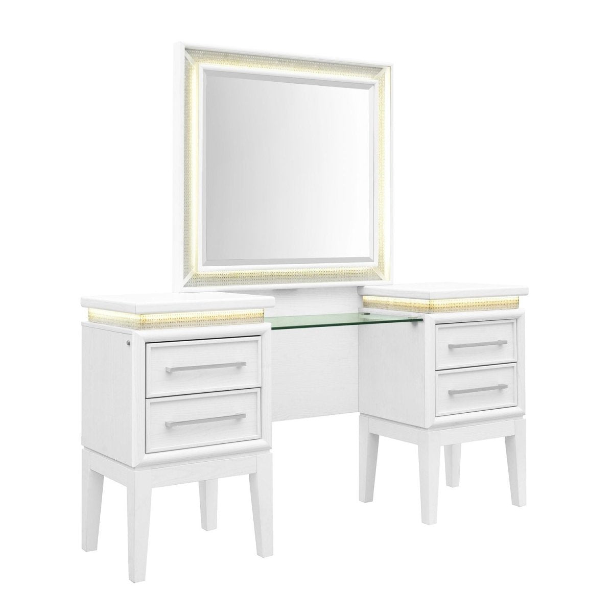 Reflections - Vanity Desk - Pearl White & Rhinestone Vanity Desks by Liberty Furniture - Walls Furniture & Mattress
