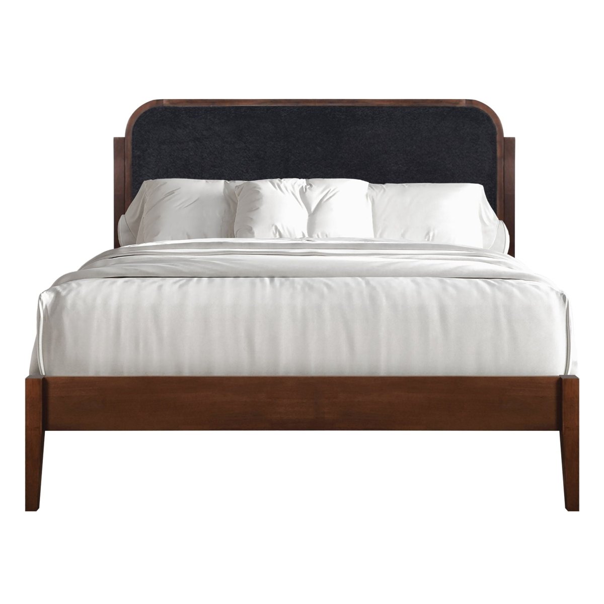 Hawthorne - 5/0 Queen Platform Bed With Chair arcoal Upholstered Headboard - Brown Platform Beds by New Classic - Walls Furniture & Mattress