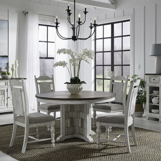 River Place - 5 Piece Pedestal Table Set - White 5 Piece Dining Room Sets by Liberty Furniture - Walls Furniture & Mattress