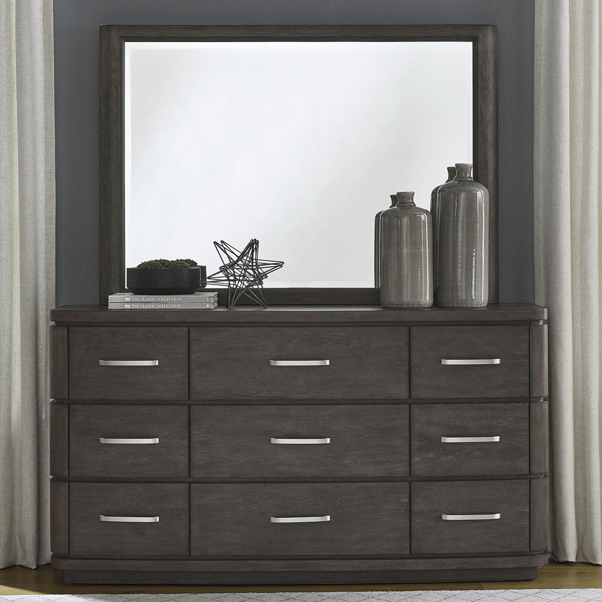 Cascade Falls - Dresser & Mirror - Satin Espresso Dresser & Mirror by Liberty Furniture - Walls Furniture & Mattress