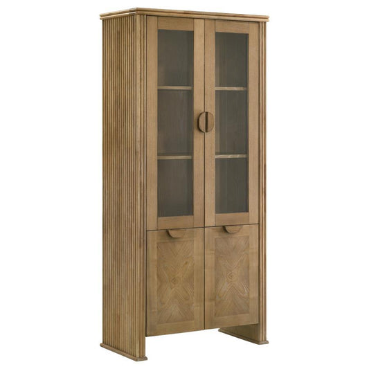 Adina - Tall Display Cabinet - Distressed Light Brown Display Cabinets by Coaster Fine Furniture - Walls Furniture & Mattress