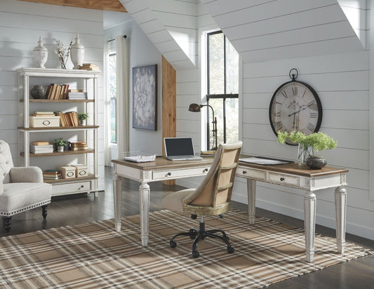 Realyn - Home Office L Shaped Desk - White / Brown Computer Desks by Signature Design by Ashley® - Walls Furniture & Mattress