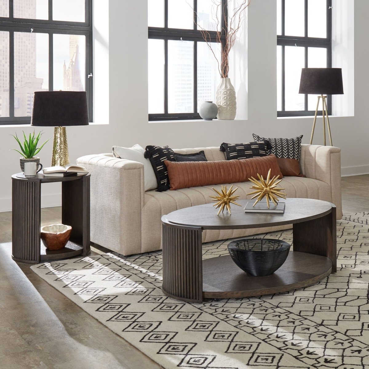 City View - 3 Piece Table Set (1 Cocktail 2 Round End Tables) - Coffee Bean Table Sets by Liberty Furniture - Walls Furniture & Mattress