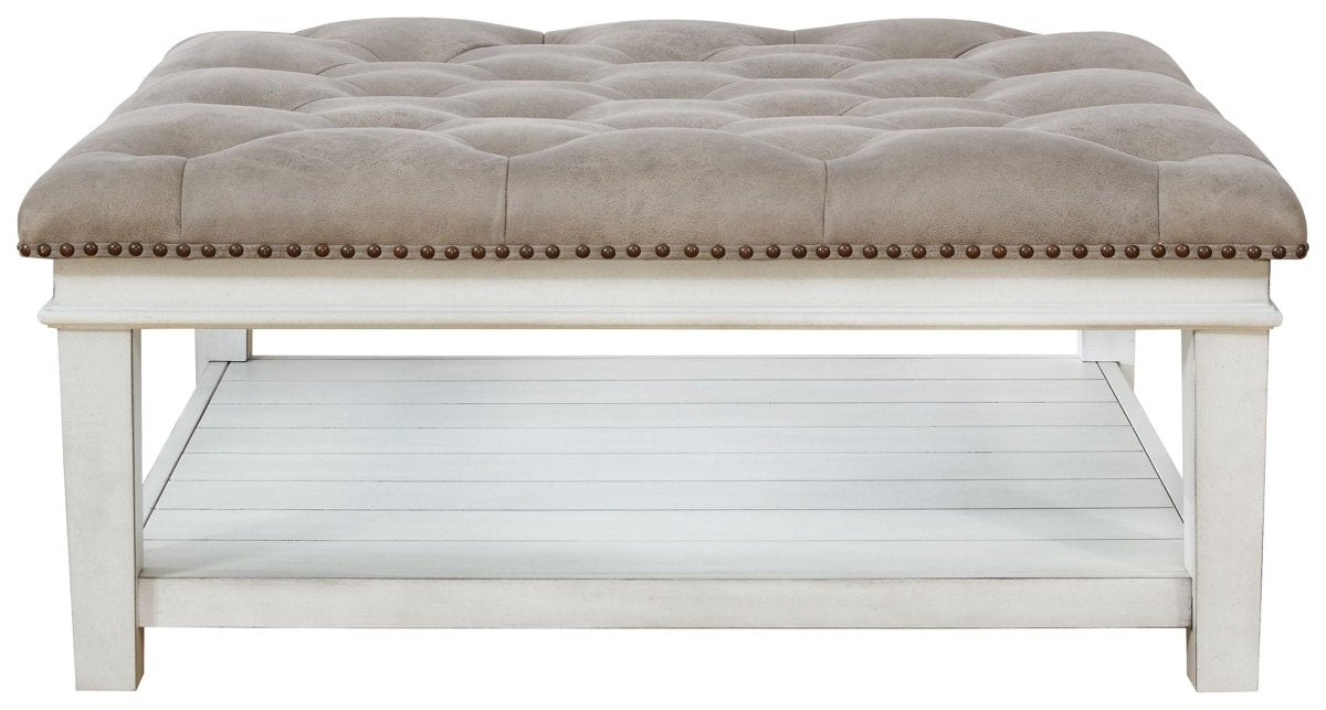 Kanwyn - Uph Ottoman Cocktail Table - Whitewash Coffee Table Ottomans by Signature Design by Ashley® - Walls Furniture & Mattress