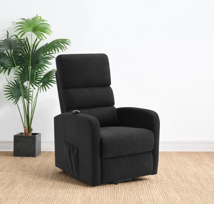Amsdell - Upholstered Power Lift Recliner With Remote - Black Lift Chairs by Coaster Fine Furniture - Walls Furniture & Mattress