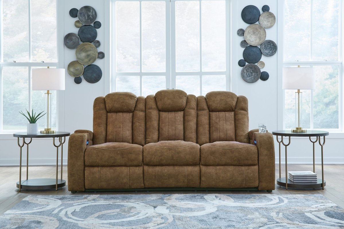 Wolfridge - 2 Pc. - Power Reclining Sofa, Power Reclining Loveseat With Console - Brindle Reclining Sofas & Loveseats by Signature Design by Ashley® - Walls Furniture & Mattress