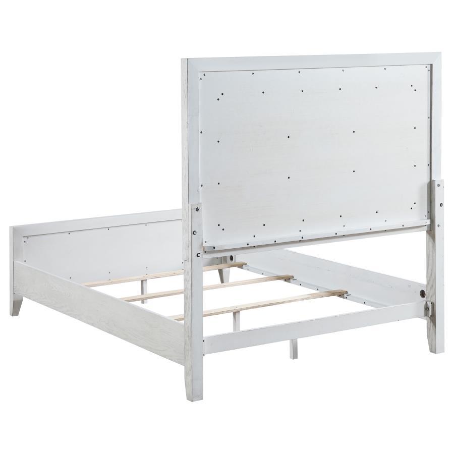 Marielle - Queen Headboard LED Panel Bed - Distressed White