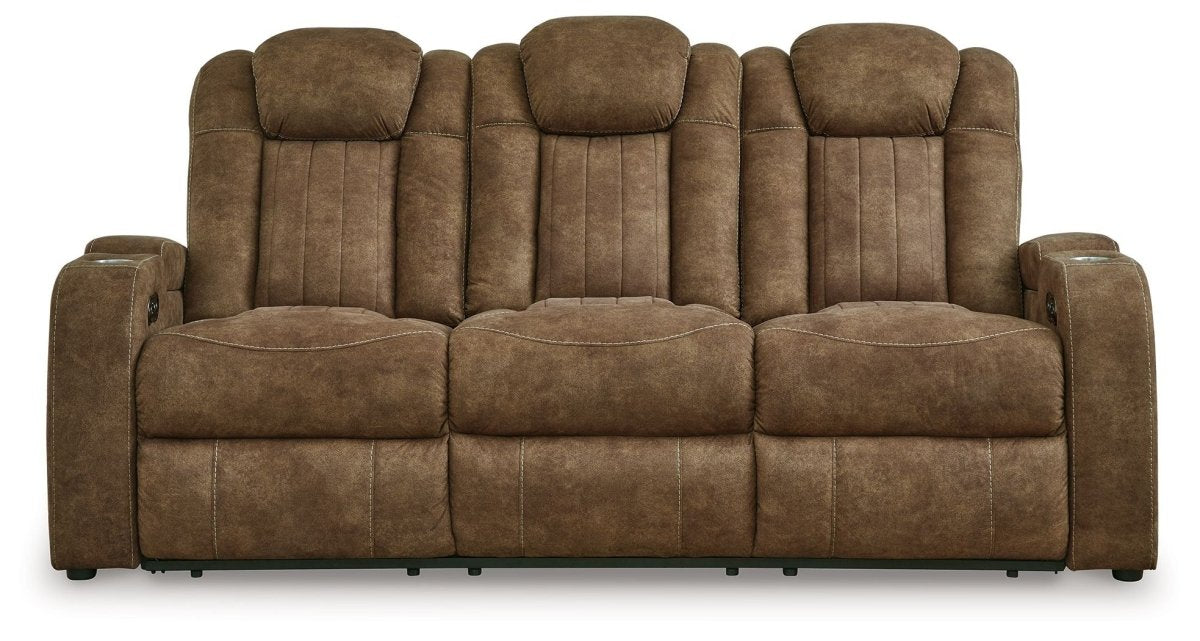 Wolfridge - Power Reclining Sofa With Adj Headrest - Brindle Reclining Sofas by Signature Design by Ashley® - Walls Furniture & Mattress