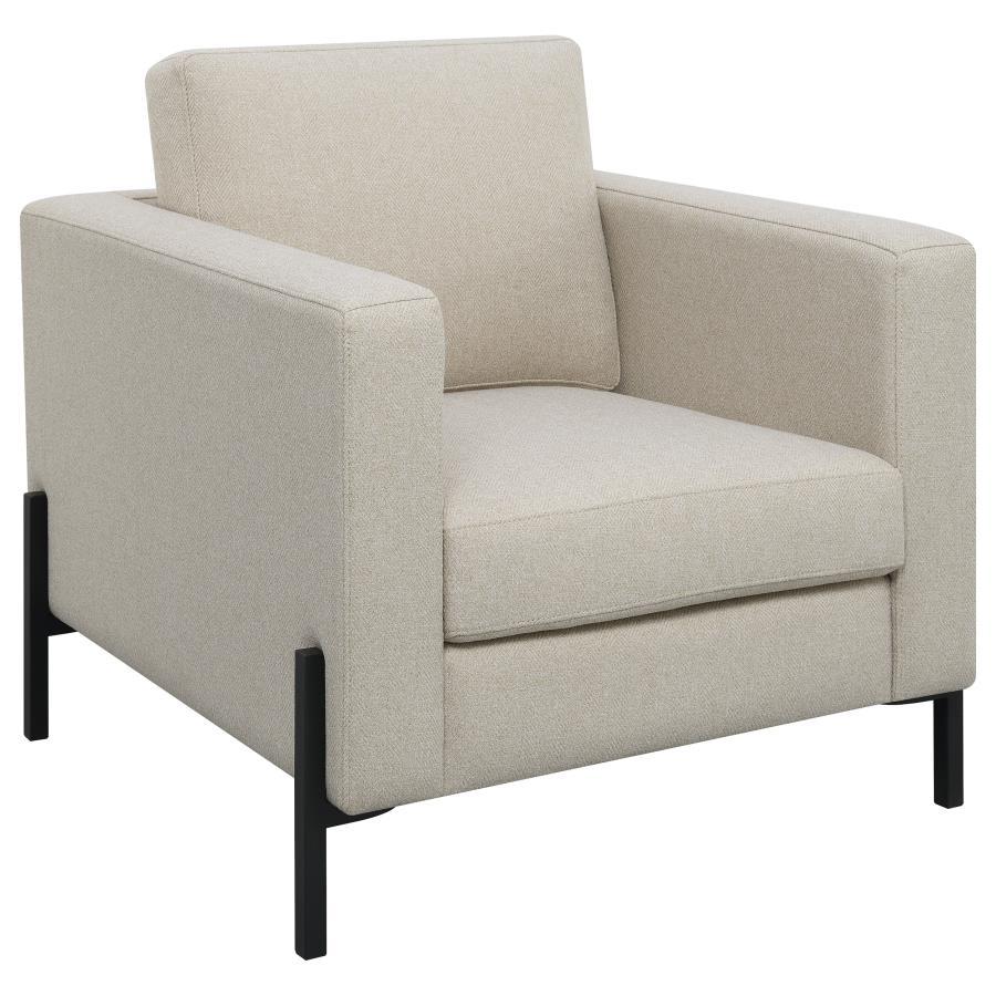 Tilly - Upholstered Track Arm Accent Chair - Oatmeal Arm Chairs by Coaster Fine Furniture - Walls Furniture & Mattress