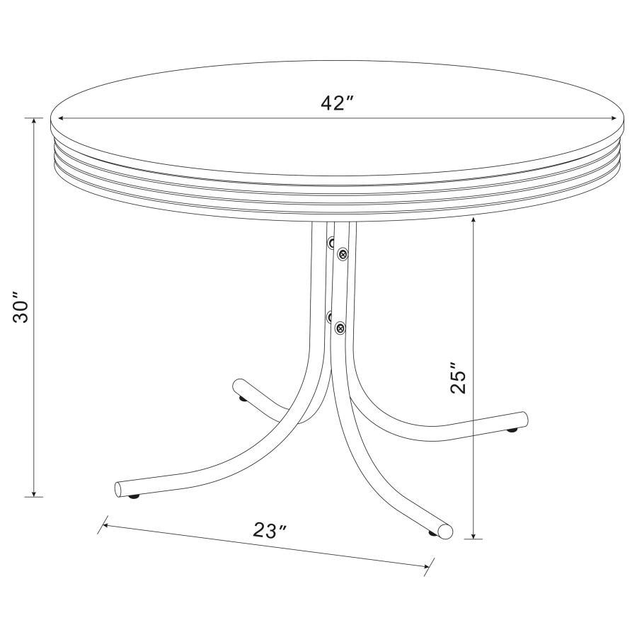Retro - Round Wood Top Dining Table - White And Chrome Dining Tables by CoasterEveryday - Walls Furniture & Mattress