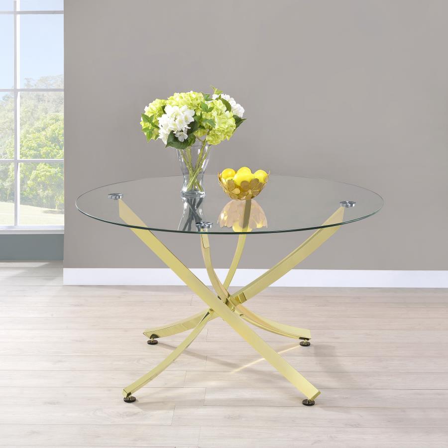 Beckham - Round Glass Top Dining Table Dining Tables by CoasterEveryday - Walls Furniture & Mattress