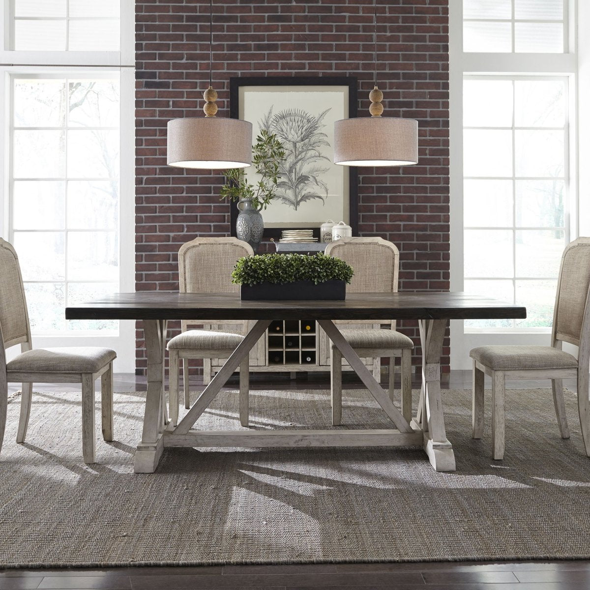 Willowrun - Trestle Table - Rustic White Dining Tables by Liberty Furniture - Walls Furniture & Mattress