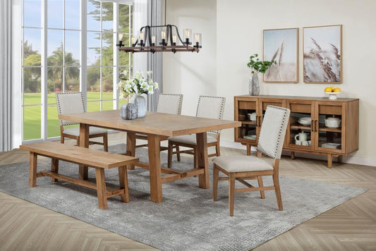 Middleton - Extension Leaf Dining Set With Upholstered Chairs 6 Piece Dining Room Sets by Coaster Fine Furniture - Walls Furniture & Mattress