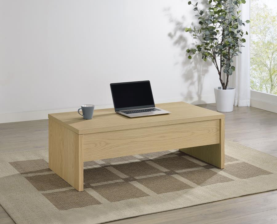 Canoga - Engineered Wood Lift Top Coffee Table - Light Oak Coffee Tables by Coaster Fine Furniture - Walls Furniture & Mattress