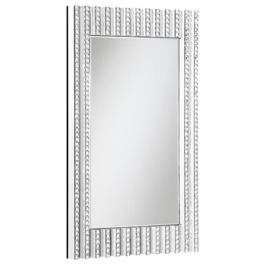 Aideen - Acrylic Crystal Wall Mirror - Silver Wall Mirrors by CoasterElevations - Walls Furniture & Mattress