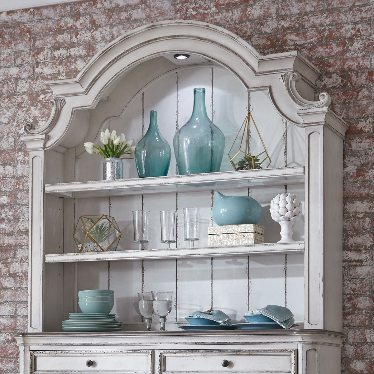 Magnolia Manor - Hutch - Aged White Hutches by Liberty Furniture - Walls Furniture & Mattress