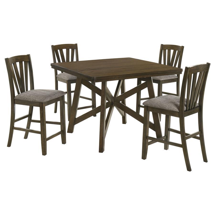 Canfield - 5 Piece Counter Height Dining Set - Brown 5 Piece Dining Room Sets by Coaster Fine Furniture - Walls Furniture & Mattress