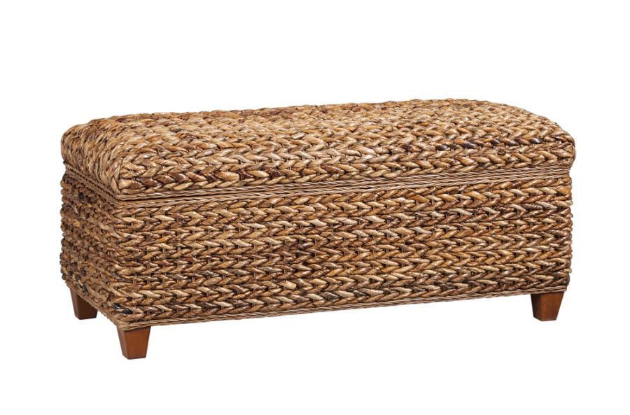 Laughton - Hand - Woven Banana Leaf Storage Trunk - Amber Storage Benches by CoasterEssence - Walls Furniture & Mattress