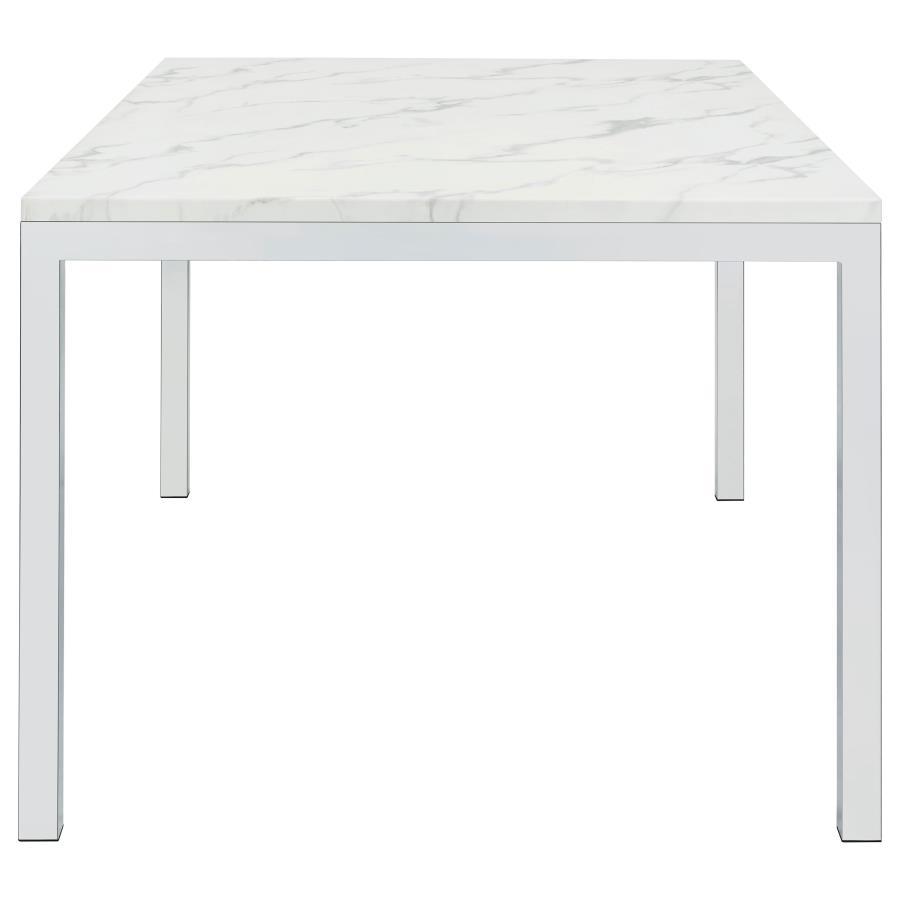 Athena - Rectangular Faux Marble Dining Table - Chrome Dining Tables by CoasterEveryday - Walls Furniture & Mattress
