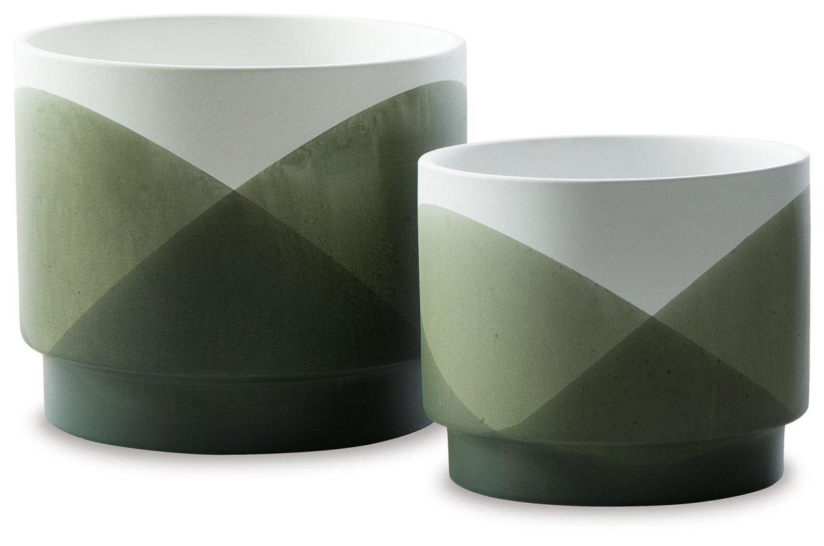 Ardenridge - Planter Set (Set of 2) - Green / White Planters by Signature Design by Ashley® - Walls Furniture & Mattress