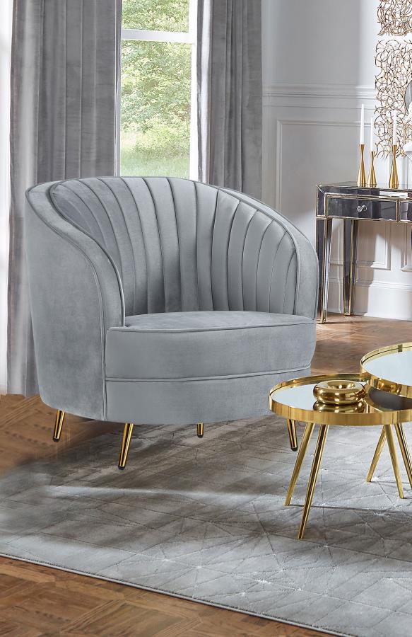 Sophia - Upholstered Channel Tufted Barrel Accent Chair Arm Chairs by CoasterEssence - Walls Furniture & Mattress
