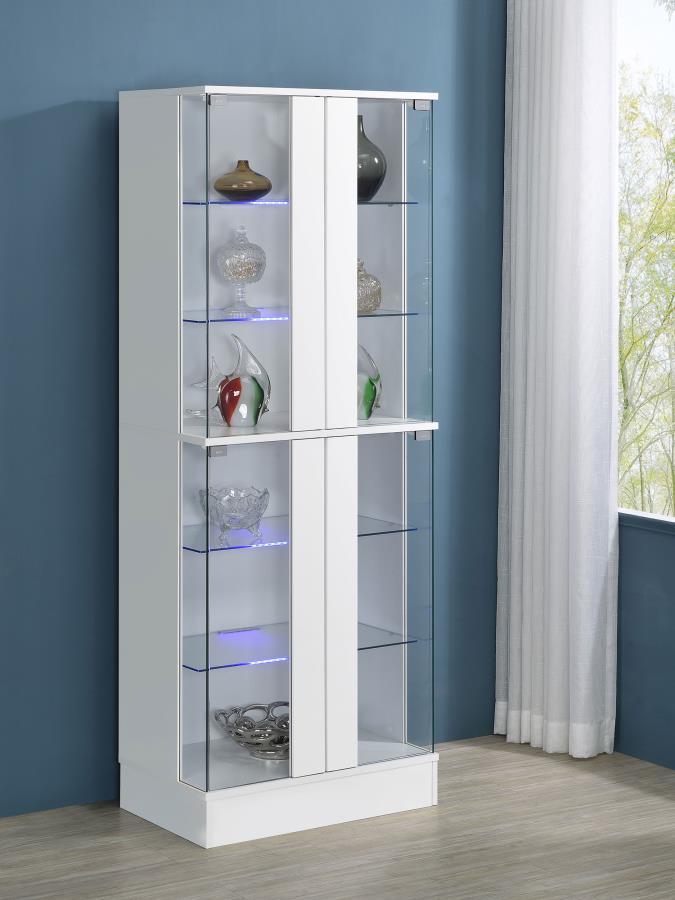 Cabra - 4 - door LED Curio Display Cabinet Curio Cabinets by Coaster Fine Furniture - Walls Furniture & Mattress