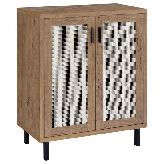 Teller - 2 - Door Shoe Storage Cabinet - Natural Oak Accent Cabinets by Coaster Fine Furniture - Walls Furniture & Mattress
