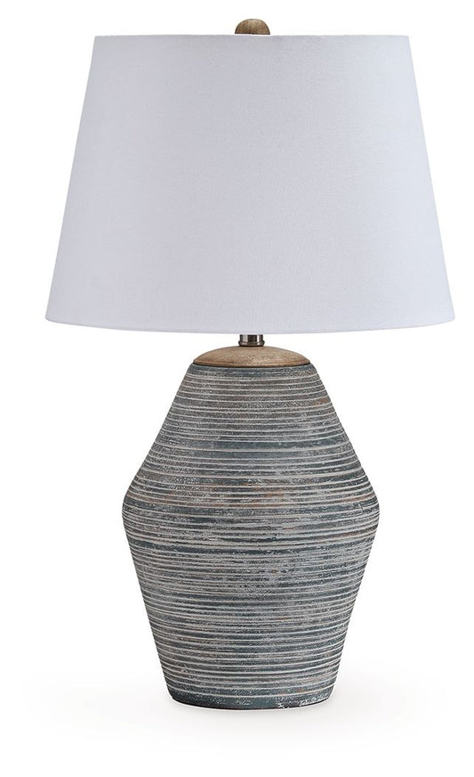 Lawrock - Antique Blue - Terracotta Table Lamp Table Lamps by Signature Design by Ashley® - Walls Furniture & Mattress