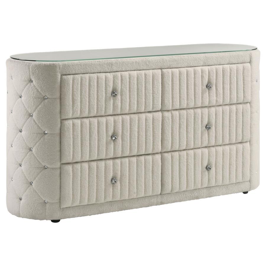 Sonya - 6 - Drawer Upholstered Bedroom Dresser Dressers by Coaster Fine Furniture - Walls Furniture & Mattress